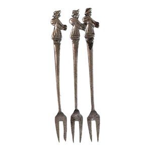 Solid Sterling Silver 925 Peru Cocktail Pickle Cherry Olive Sticks Forks Set Of